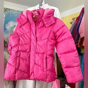 CB Sport big Girl’s faux fur puffer hooded jacket coat m 12 10 pink 🎁 birthday